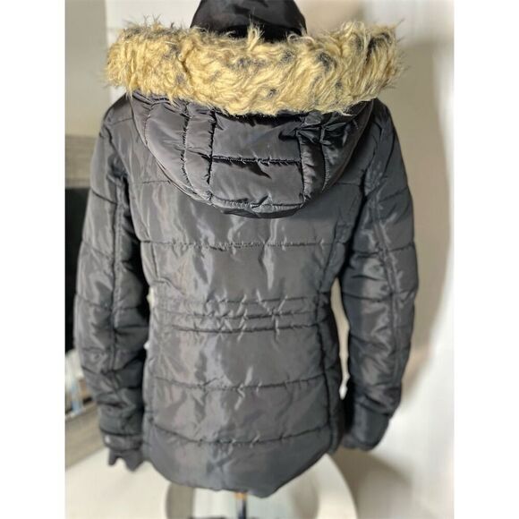 Special One Women's Black Puffer Jacket M Faux Fur Hood Winter Casual - Picture 7 of 11
